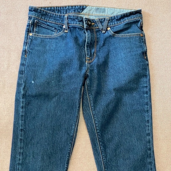 Volcom Mens 32 x‎ 30 Vorta Slim-Fit Stretch Straight Denim Jeans Soft Dark Rinse - Picture 2 of 11